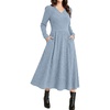 image:imageANRABESS Womens Long Sleeve V Neck A Line Fall Midi DressBlue