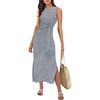image:imageANRABESS Womens Sleeveless TShirt Midi Tank DressStriped Navy Blue