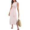 image:imageANRABESS Womens Sleeveless TShirt Midi Tank DressStriped Pink