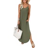image:imageANRABESS Womens Summer Maxi Dress Spaghetti Strap Sundress with PocketsArmy Green