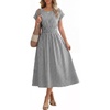 image:imageANRABESS Womens Summer Midi Dress Striped Casual Short Sleeve Crewneck Elastic Waist 2026 Flowy Long Beach Dress with PocketsBlack White Stripe