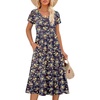 image:imageANRABESS Womens Summer Patel Short Sleeve Midi Dress with PocketsPrint Yellow Leaf