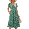 image:imageANRABESS Womens Summer Patel Short Sleeve Midi Dress with PocketsWhite Purple Floral