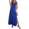 image:imageANRABESS Womens Summer Sundress Wrinkle Free Sleeveless Maxi Dress ampPocketsRoyal Blue