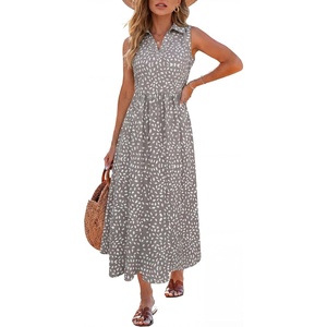 image:imageANRABESS Women Casual Maxi Dress Sleeveless V Neck Summer Beach SundressFloral White Spot