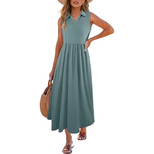 image:imageANRABESS Women Casual Maxi Dress Sleeveless V Neck Summer Beach SundressGreen