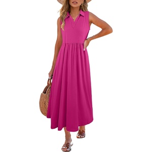 image:imageANRABESS Women Casual Maxi Dress Sleeveless V Neck Summer Beach SundressHot Pink