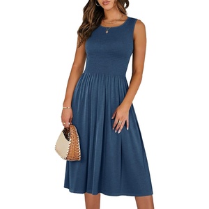 image:imageANRABESS Womens Smocked Summer Sleeveless Midi DressesBlue