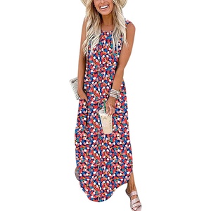 image:imageANRABESS Womens Summer Maxi Dress Sleeveless Casual Sundress with PocketsFloral Rainbow