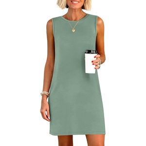 image:imageANRABESS Womens Wrinkle Free Summer Casual Sleeveless Mini DressesLight Green