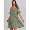 image:imageANRABESS Dresses for Women Summer Casual V Neck Ruffle Sleeve Mini DressArmy Green