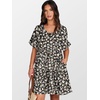 image:imageANRABESS Dresses for Women Summer Casual V Neck Ruffle Sleeve Mini DressBlack White Floral