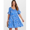 image:imageANRABESS Dresses for Women Summer Casual V Neck Ruffle Sleeve Mini DressBlue Pink Floral