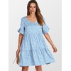 image:imageANRABESS Dresses for Women Summer Casual V Neck Ruffle Sleeve Mini DressBlue White Floral