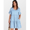 image:imageANRABESS Dresses for Women Summer Casual V Neck Ruffle Sleeve Mini DressBlue White Floral
