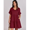 image:imageANRABESS Dresses for Women Summer Casual V Neck Ruffle Sleeve Mini DressBurgundy
