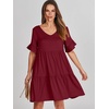 image:imageANRABESS Dresses for Women Summer Casual V Neck Ruffle Sleeve Mini DressBurgundy