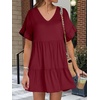 image:imageANRABESS Dresses for Women Summer Casual V Neck Ruffle Sleeve Mini DressBurgundy