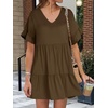image:imageANRABESS Dresses for Women Summer Casual V Neck Ruffle Sleeve Mini DressCoffee