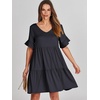 image:imageANRABESS Dresses for Women Summer Casual V Neck Ruffle Sleeve Mini DressDeep Navy Blue
