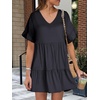 image:imageANRABESS Dresses for Women Summer Casual V Neck Ruffle Sleeve Mini DressDeep Navy Blue