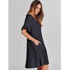 image:imageANRABESS Dresses for Women Summer Casual V Neck Ruffle Sleeve Mini DressDeep Navy Blue