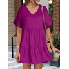 image:imageANRABESS Dresses for Women Summer Casual V Neck Ruffle Sleeve Mini DressFuchsia
