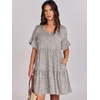 image:imageANRABESS Dresses for Women Summer Casual V Neck Ruffle Sleeve Mini DressKhaki Polka Dot Gray