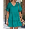 image:imageANRABESS Dresses for Women Summer Casual V Neck Ruffle Sleeve Mini DressLake Green