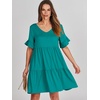 image:imageANRABESS Dresses for Women Summer Casual V Neck Ruffle Sleeve Mini DressLake Green