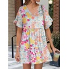 image:imageANRABESS Dresses for Women Summer Casual V Neck Ruffle Sleeve Mini DressMulticolour Floral