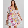 image:imageANRABESS Dresses for Women Summer Casual V Neck Ruffle Sleeve Mini DressMulticolour Floral