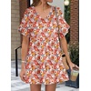 image:imageANRABESS Dresses for Women Summer Casual V Neck Ruffle Sleeve Mini DressOrange Floral