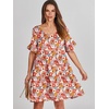 image:imageANRABESS Dresses for Women Summer Casual V Neck Ruffle Sleeve Mini DressOrange Floral
