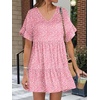 image:imageANRABESS Dresses for Women Summer Casual V Neck Ruffle Sleeve Mini DressPink Floral