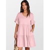 image:imageANRABESS Dresses for Women Summer Casual V Neck Ruffle Sleeve Mini DressPink Round Dot