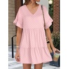 image:imageANRABESS Dresses for Women Summer Casual V Neck Ruffle Sleeve Mini DressPink Round Dot
