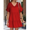 image:imageANRABESS Dresses for Women Summer Casual V Neck Ruffle Sleeve Mini DressRed