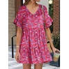 image:imageANRABESS Dresses for Women Summer Casual V Neck Ruffle Sleeve Mini DressRed Floral