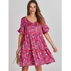 image:imageANRABESS Dresses for Women Summer Casual V Neck Ruffle Sleeve Mini DressRed Floral