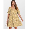 image:imageANRABESS Dresses for Women Summer Casual V Neck Ruffle Sleeve Mini DressYellow Red White Floral