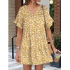 image:imageANRABESS Dresses for Women Summer Casual V Neck Ruffle Sleeve Mini DressYellow Red White Floral