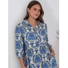 image:imageANRABESS Women 34 Puff Sleeve Polo Neck Floral Maxi DressBlue Khaki