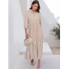 image:imageANRABESS Women 34 Puff Sleeve Polo Neck Floral Maxi DressBrown Khaki