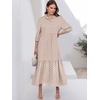 image:imageANRABESS Women 34 Puff Sleeve Polo Neck Floral Maxi DressBrown Khaki