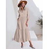 image:imageANRABESS Women 34 Puff Sleeve Polo Neck Floral Maxi DressBrown Khaki