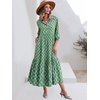 image:imageANRABESS Women 34 Puff Sleeve Polo Neck Floral Maxi DressFloral Green