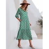 image:imageANRABESS Women 34 Puff Sleeve Polo Neck Floral Maxi DressFloral Green
