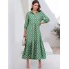 image:imageANRABESS Women 34 Puff Sleeve Polo Neck Floral Maxi DressFloral Green