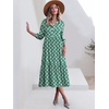 image:imageANRABESS Women 34 Puff Sleeve Polo Neck Floral Maxi DressFloral Green